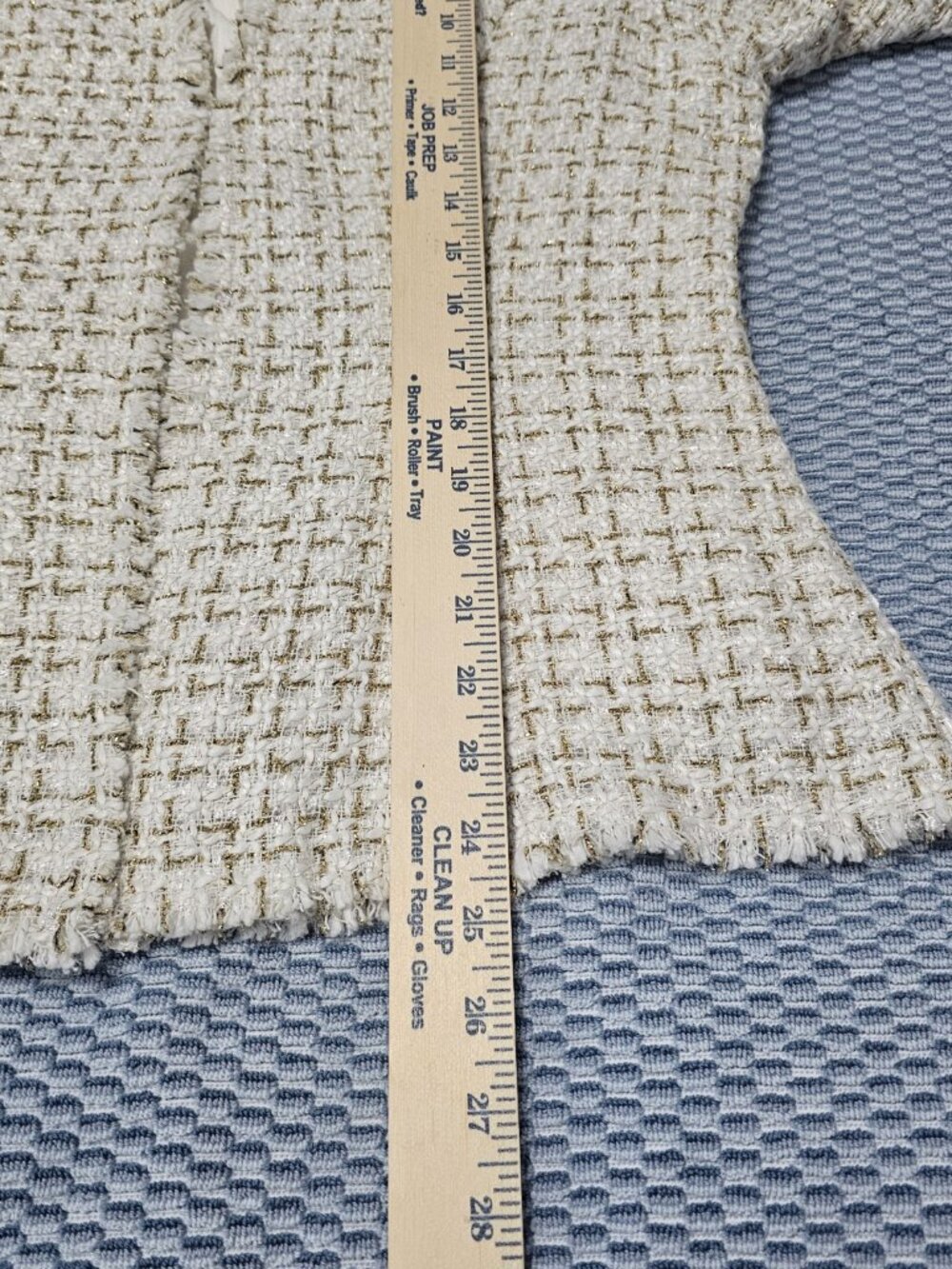 Andree By Unit Tweed Plaid Gold and White Full Open Women's Blazer - Size Large - Picture 7 of 7